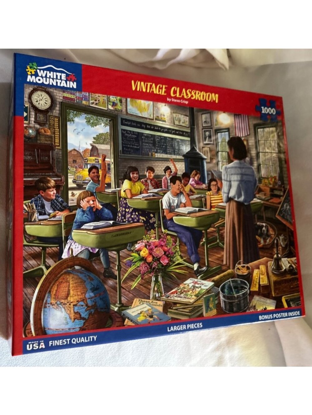 White Mountain Vintage Classroom 1000-Piece Jigsaw Puzzle With Bonus Poster